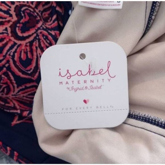 ISABEL MATERNITY BY INGRID & ISABEL NAVY, PINK, & WHITE FLORAL ONE PIECE SWIMSUI - Picture 6 of 7